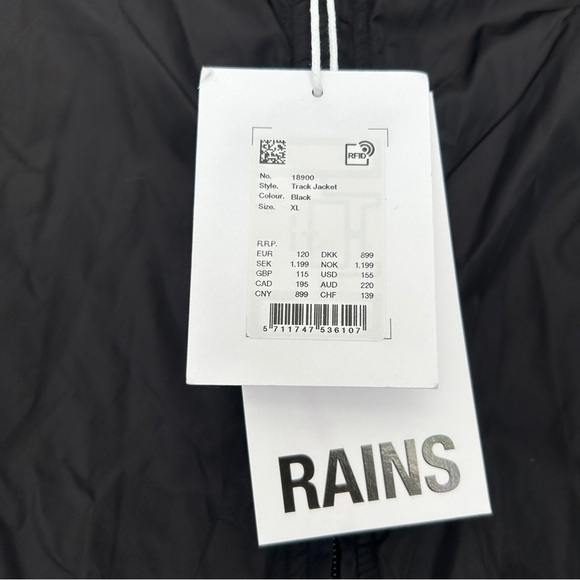 NWT [Rains] Unisex Track Jacket in Black - Picture 11 of 11